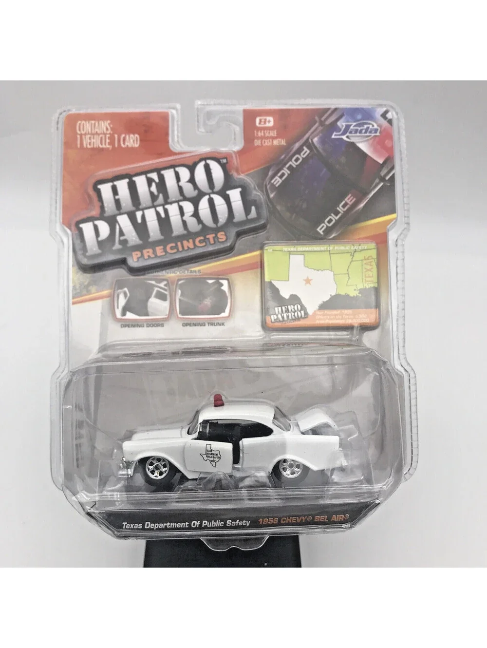 Hero Patrol Texas Department of Public Safety 1956 Chevy Bel Air White 1/64 Jada